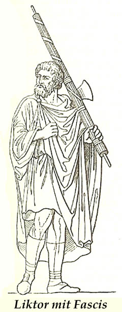 Römischer Liktor mit Fasces (Rutenbündel).