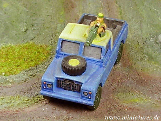 Land Rover 109 Serie III Pickup mit Gatling-Geschütz, 1:64 Modellbau Corgi Juniors 16.