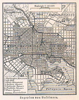 Lageplan von Baltimore.