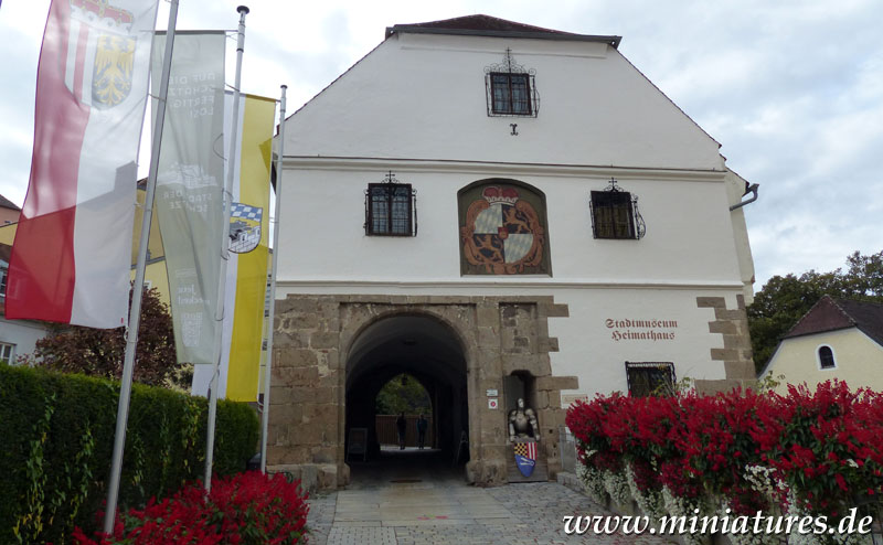 Das ehemalige Schlosstor in Schärding beherbergt heute das Stadtmuseum und Heimathaus.