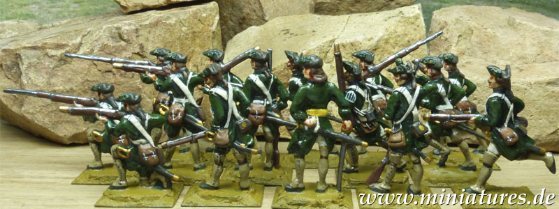 Kompanie Jäger zu Fuß, Kapitän Dykhoff, Freytag‘sches Freicorps, 1760–1763, 40 mm Prince August Figuren.