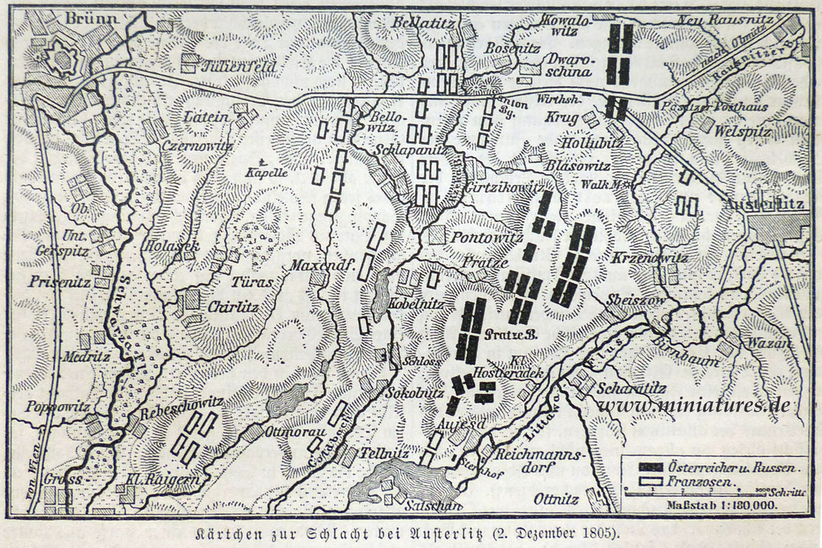 Kärtchen zur Schlacht bei Austerlitz, 2. Dezember 1805.