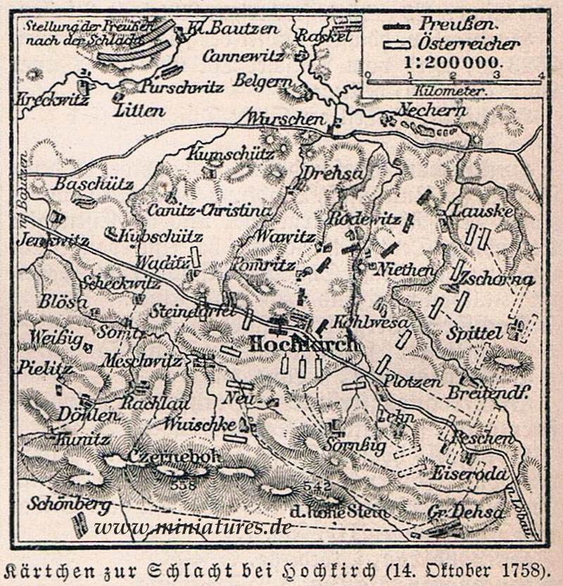 Kärtchen zur Schlacht bei Hochkirch, 14. Oktober 1758.
